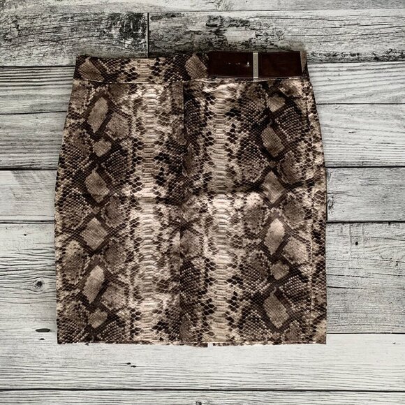 MICHAEL Michael Kors Snakeskin Print Belted Mini Pencil Skirt - Picture 1 of 12